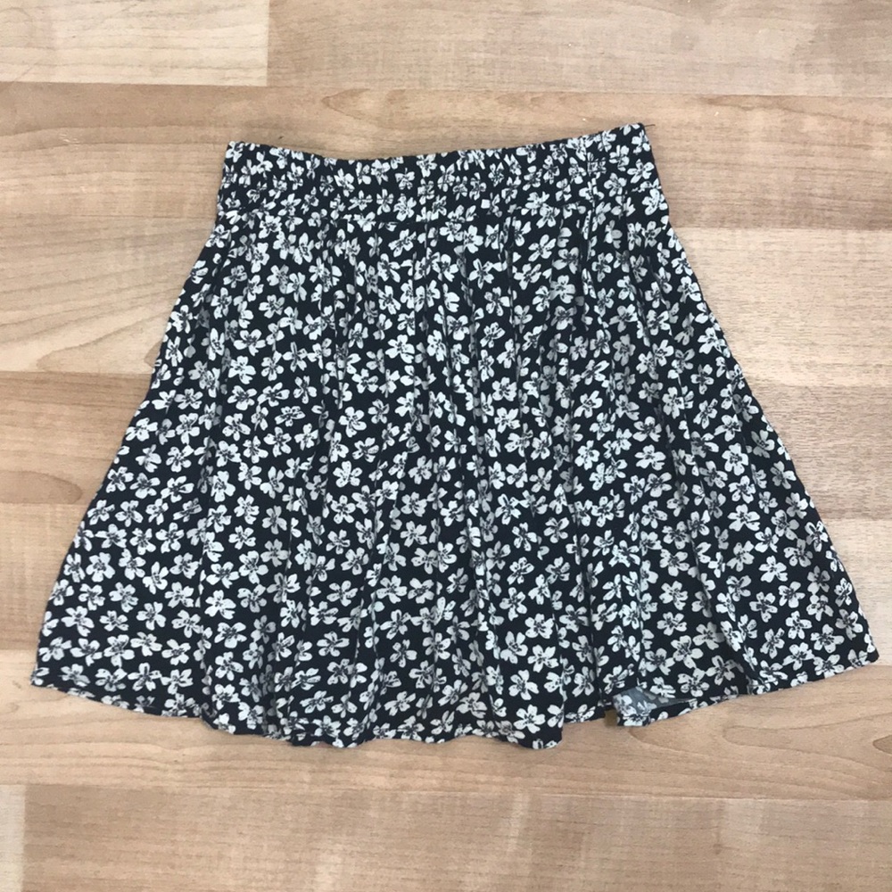 Black and White Floral Skirt